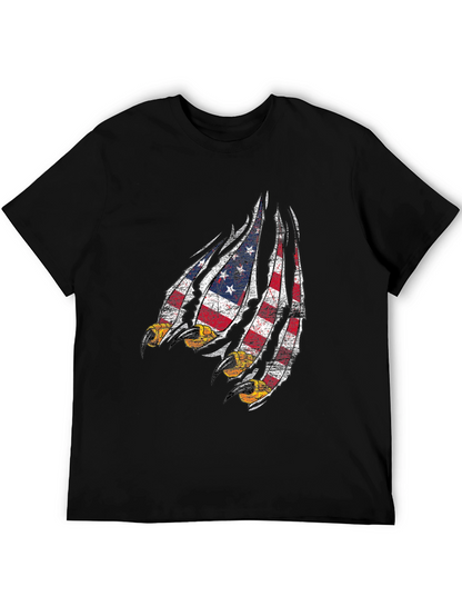 American Flag Eagle Claw Mens Black Graphic Tee