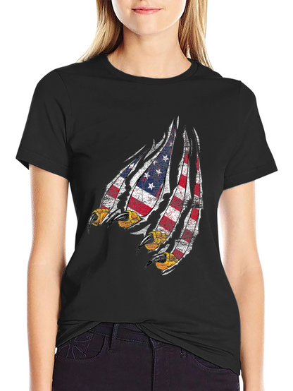 American Flag Eagle Claw Mens Black Graphic Tee