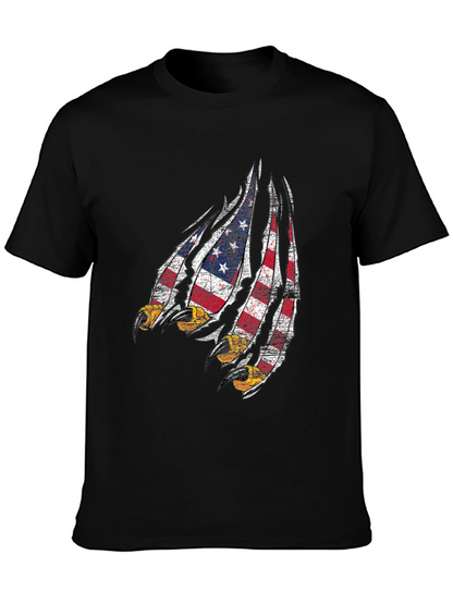 American Flag Eagle Claw Mens Black Graphic Tee