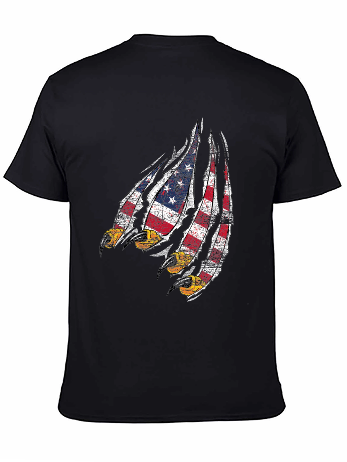 American Flag Eagle Claw Mens Black Graphic Tee