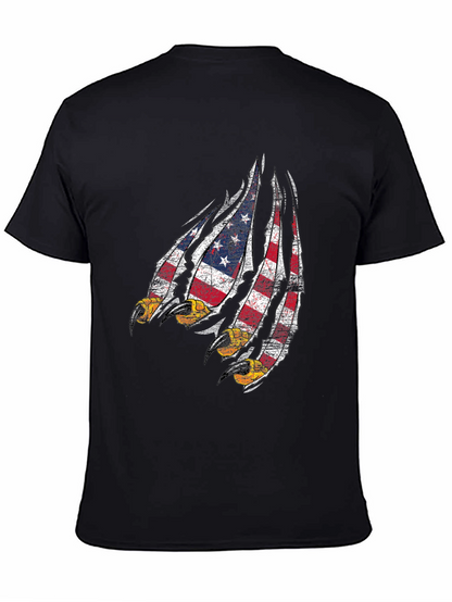 American Flag Eagle Claw Mens Black Graphic Tee