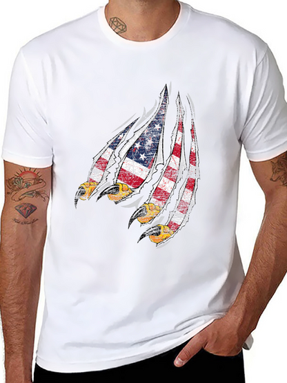 American Flag Eagle Claw Mens Black Graphic Tee