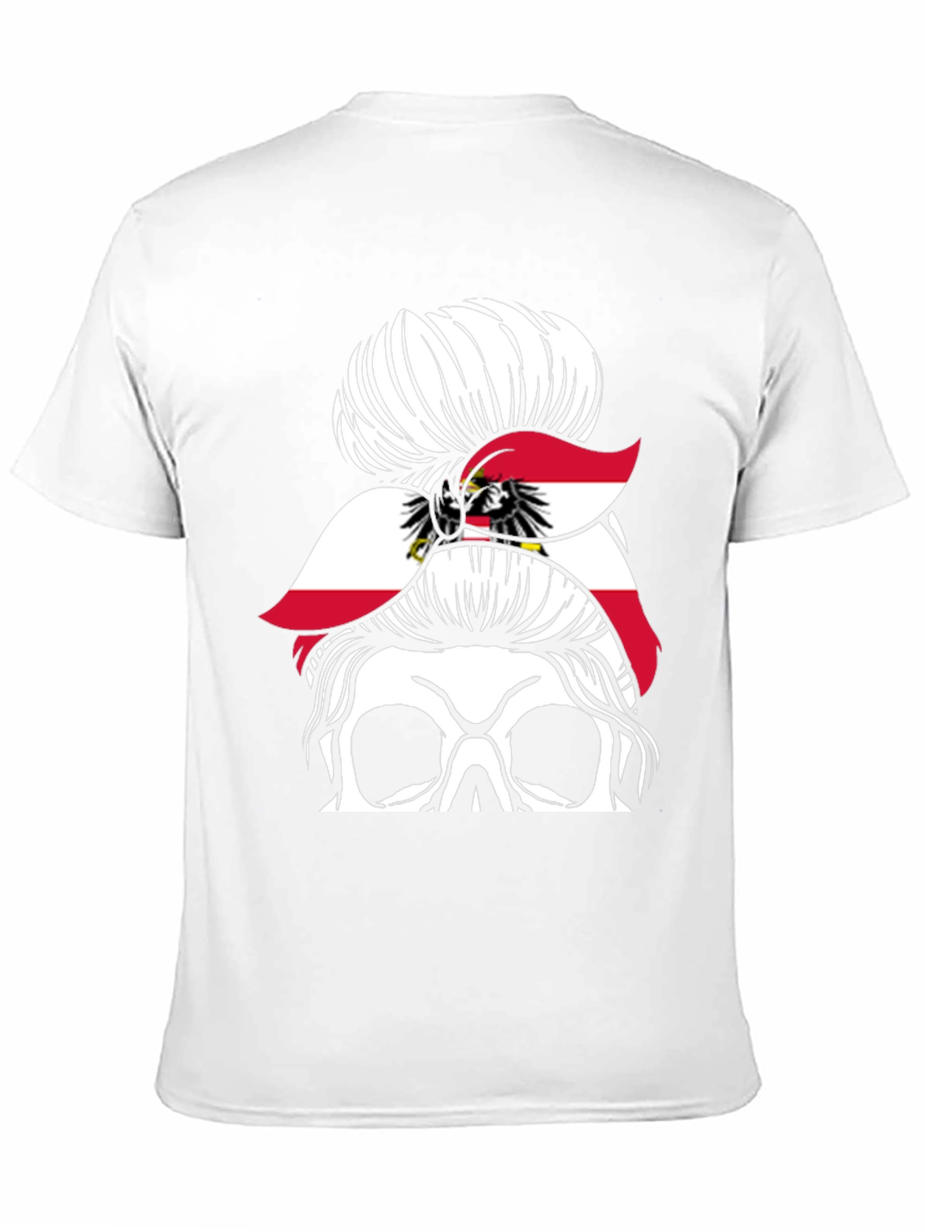 Austria Flag Messy Bun Skull T-Shirt