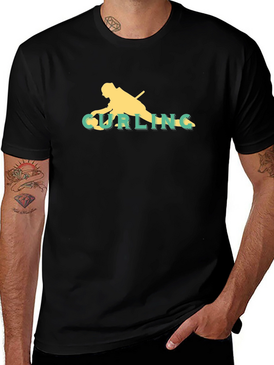 Curling Silhouette Tee - Stylish Graphic Print Shirt