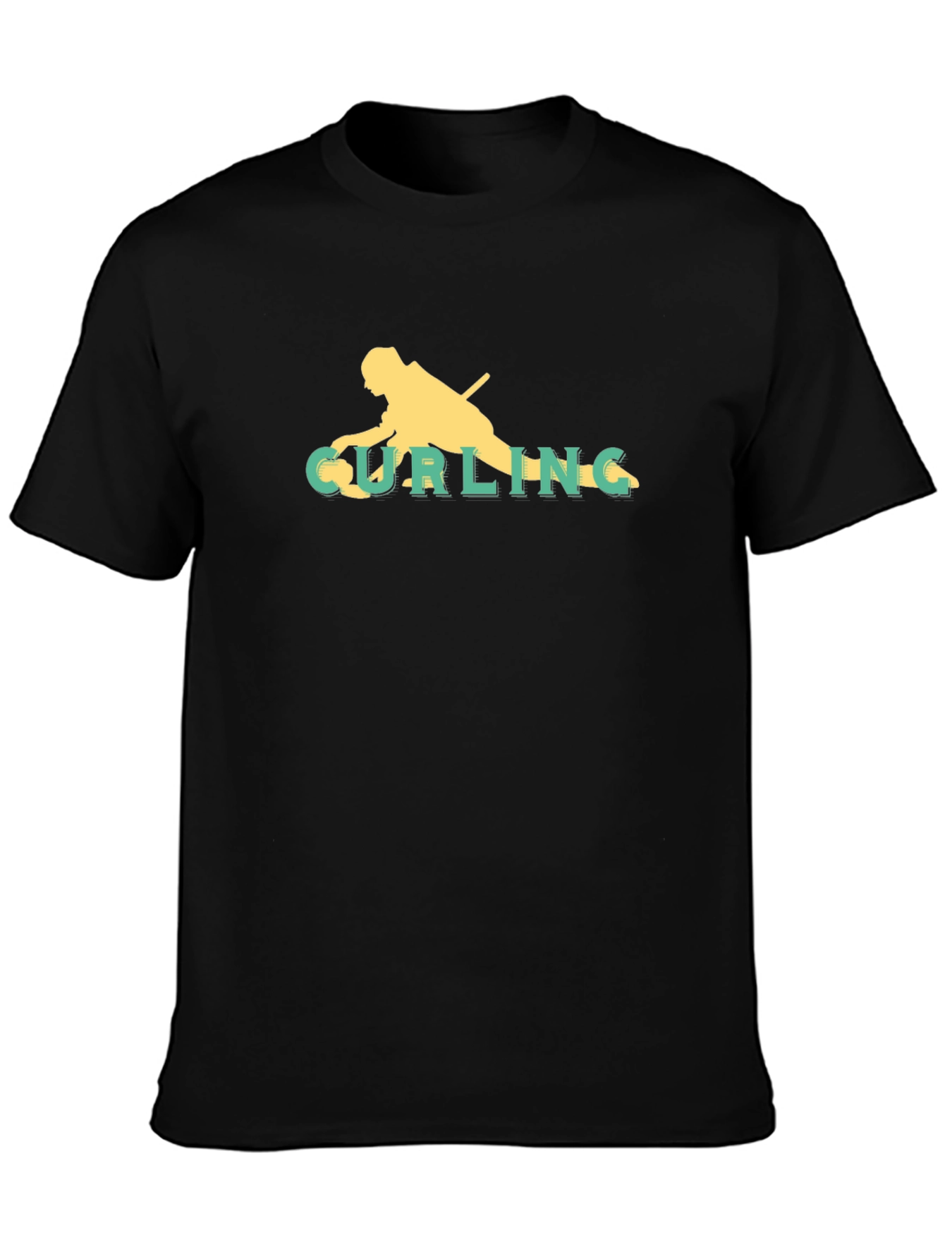 Curling Silhouette Tee - Stylish Graphic Print Shirt