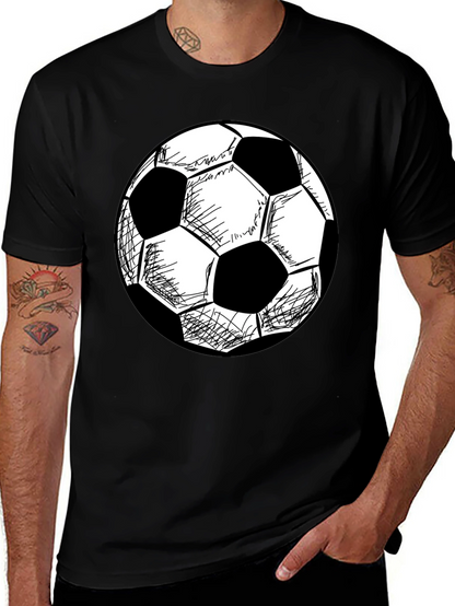 Soccer Ball Graphic T-Shirt - Black Cotton Tee