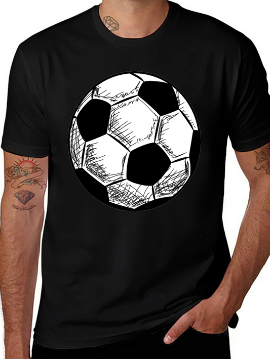Soccer Ball Graphic T-Shirt - Black Cotton Tee