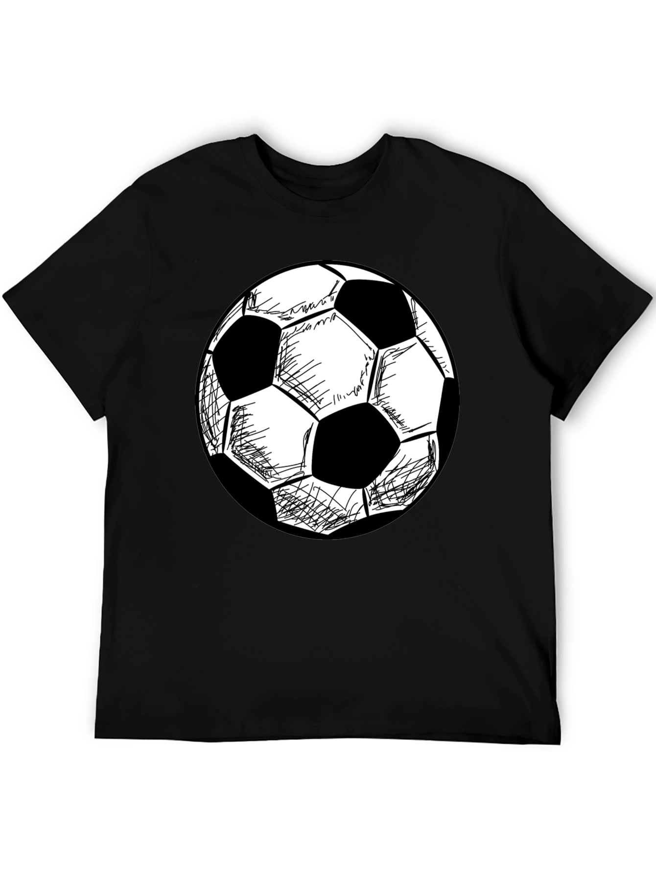 Soccer Ball Graphic T-Shirt - Black Cotton Tee