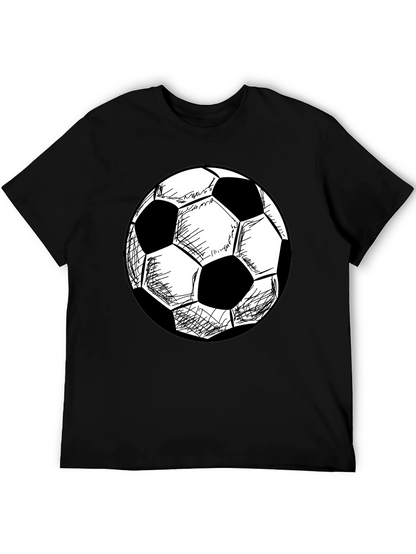 Soccer Ball Graphic T-Shirt - Black Cotton Tee