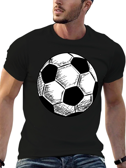 Soccer Ball Graphic T-Shirt - Black Cotton Tee