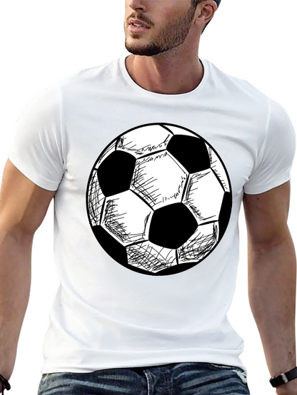 Soccer Ball Graphic T-Shirt - Black Cotton Tee