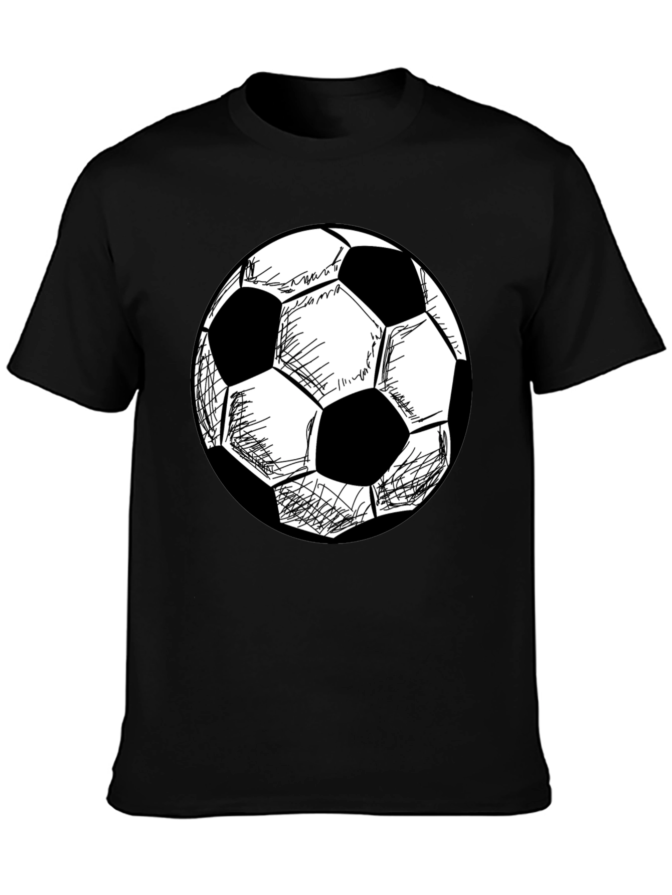 Soccer Ball Graphic T-Shirt - Black Cotton Tee