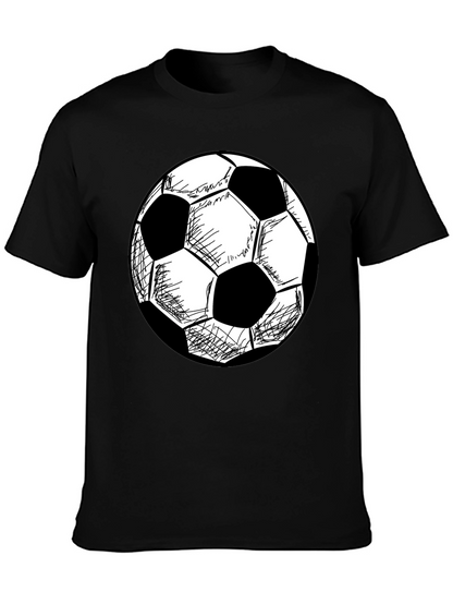 Soccer Ball Graphic T-Shirt - Black Cotton Tee