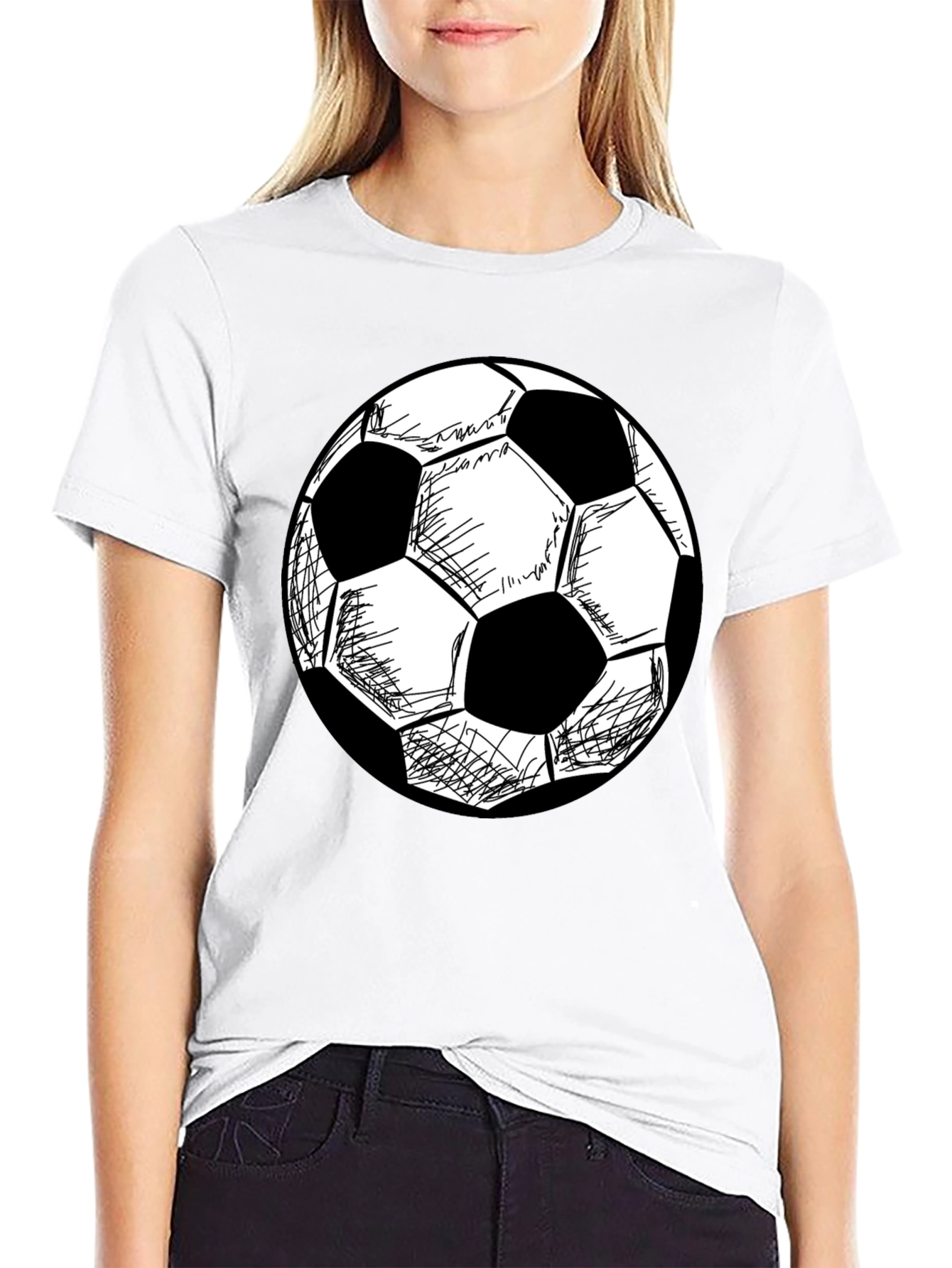 Soccer Ball Graphic T-Shirt - Black Cotton Tee