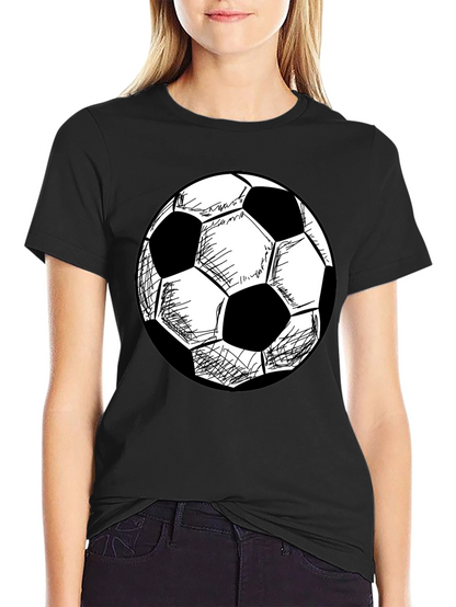 Soccer Ball Graphic T-Shirt - Black Cotton Tee