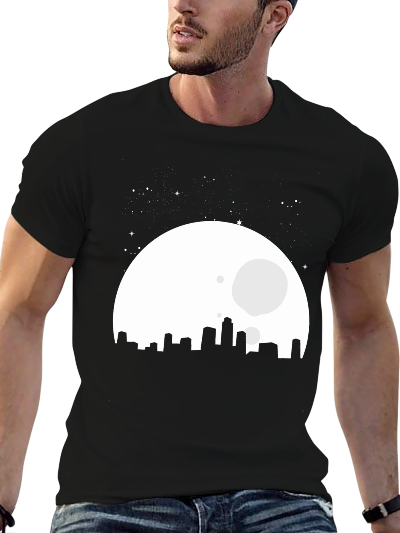 City Moon Graphic T-Shirt - Black