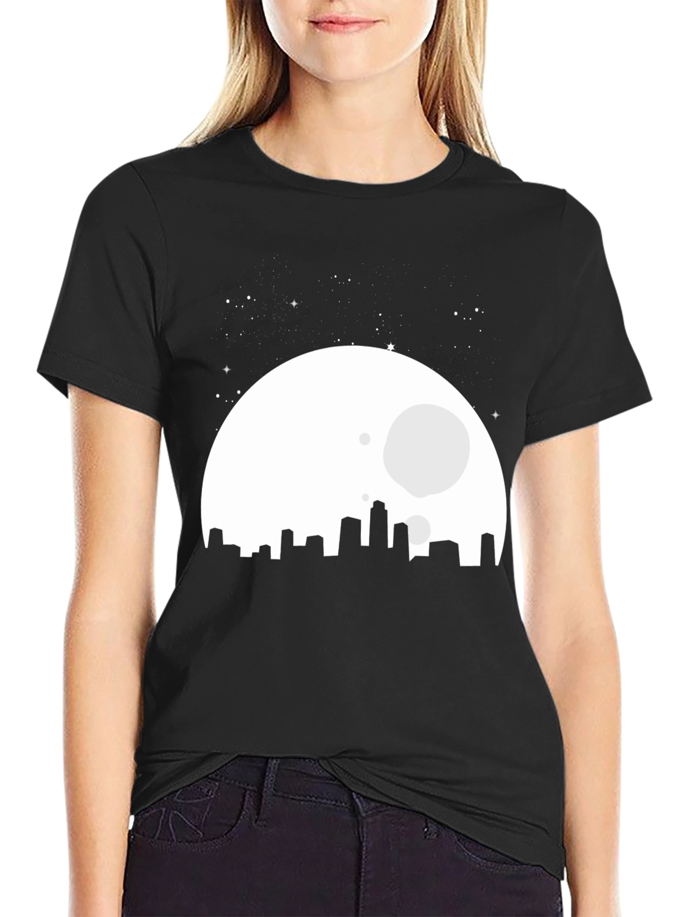 City Moon Graphic T-Shirt - Black