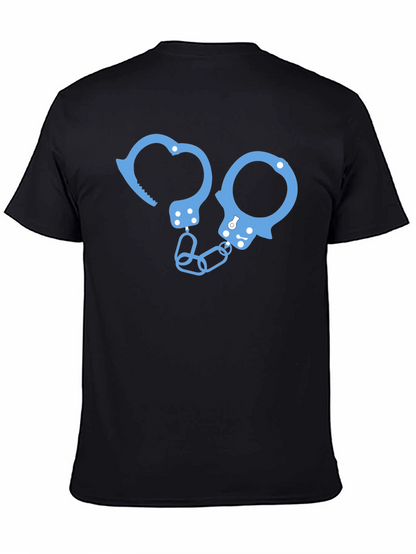 Novelty Handcuff Graphic T-Shirt - Black