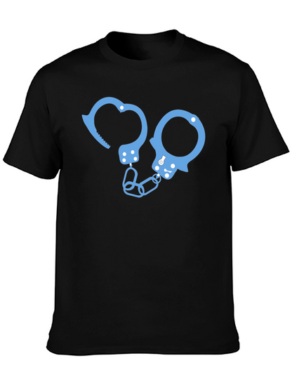 Novelty Handcuff Graphic T-Shirt - Black