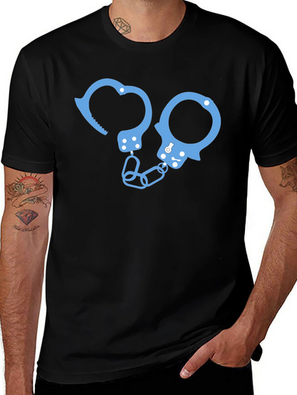 Novelty Handcuff Graphic T-Shirt - Black