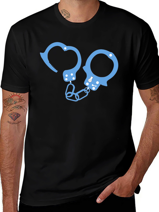 Novelty Handcuff Graphic T-Shirt - Black