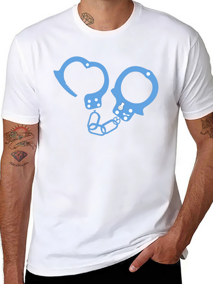 Novelty Handcuff Graphic T-Shirt - Black
