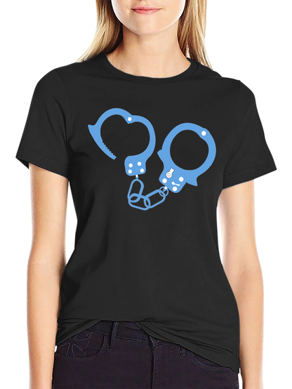 Novelty Handcuff Graphic T-Shirt - Black