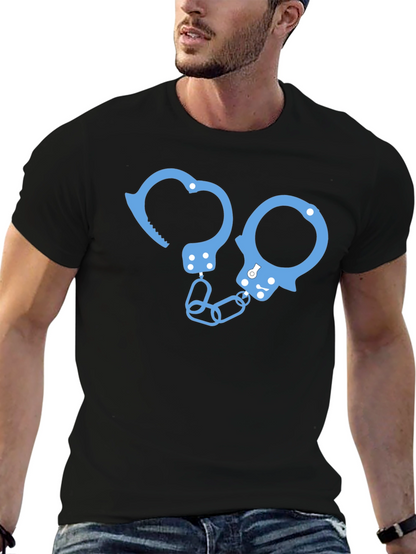 Novelty Handcuff Graphic T-Shirt - Black