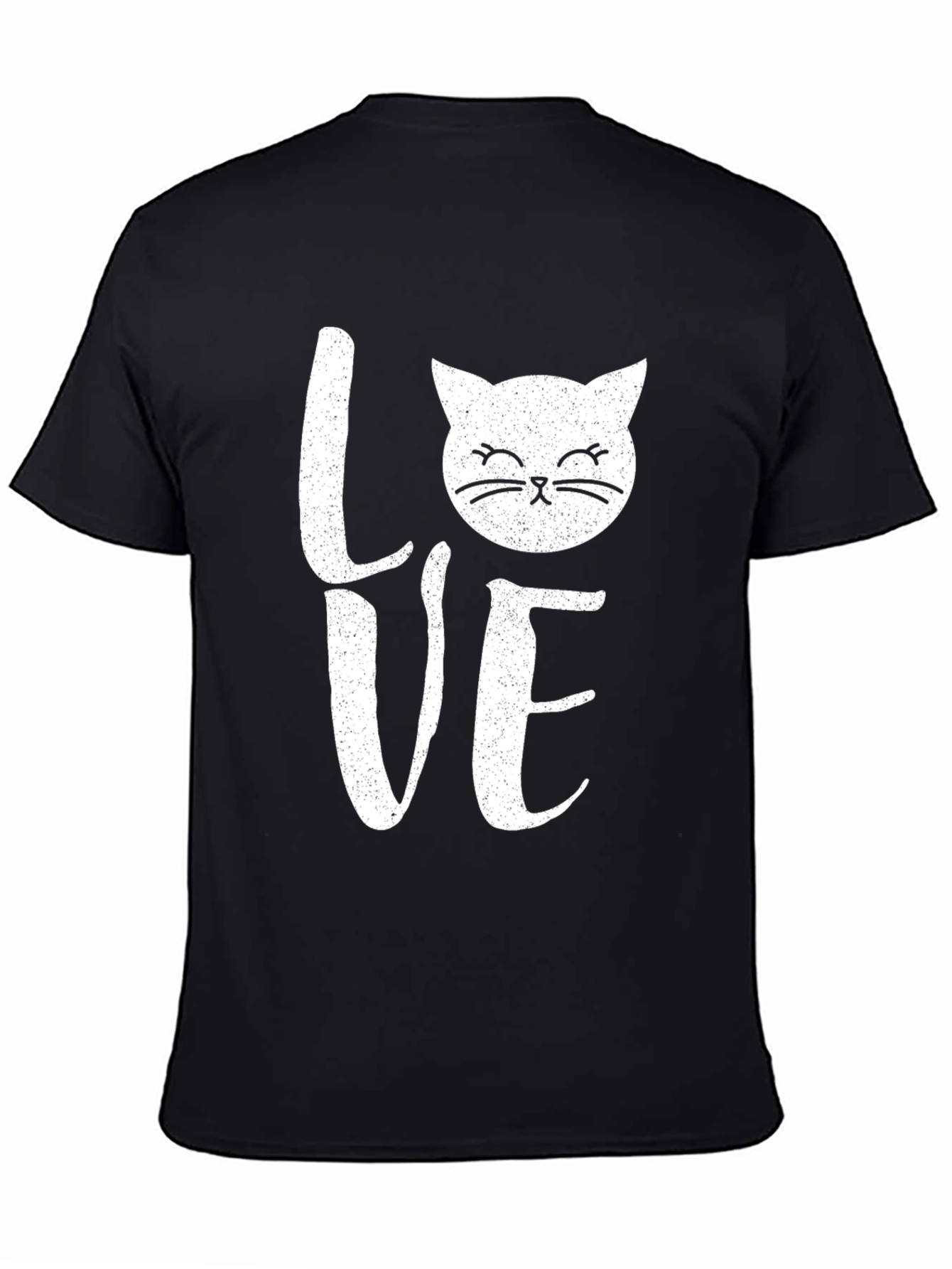 Love Cat Graphic Print Mens Black T-Shirt