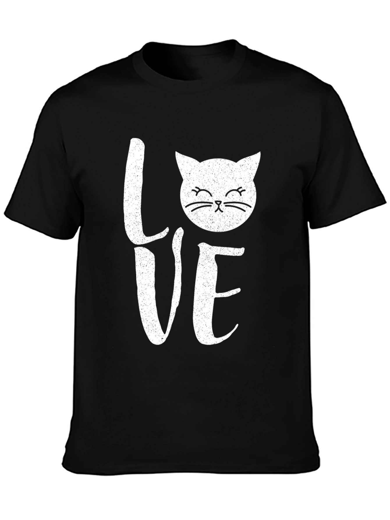 Love Cat Graphic Print Mens Black T-Shirt