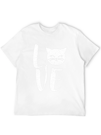 Love Cat Graphic Print Mens Black T-Shirt