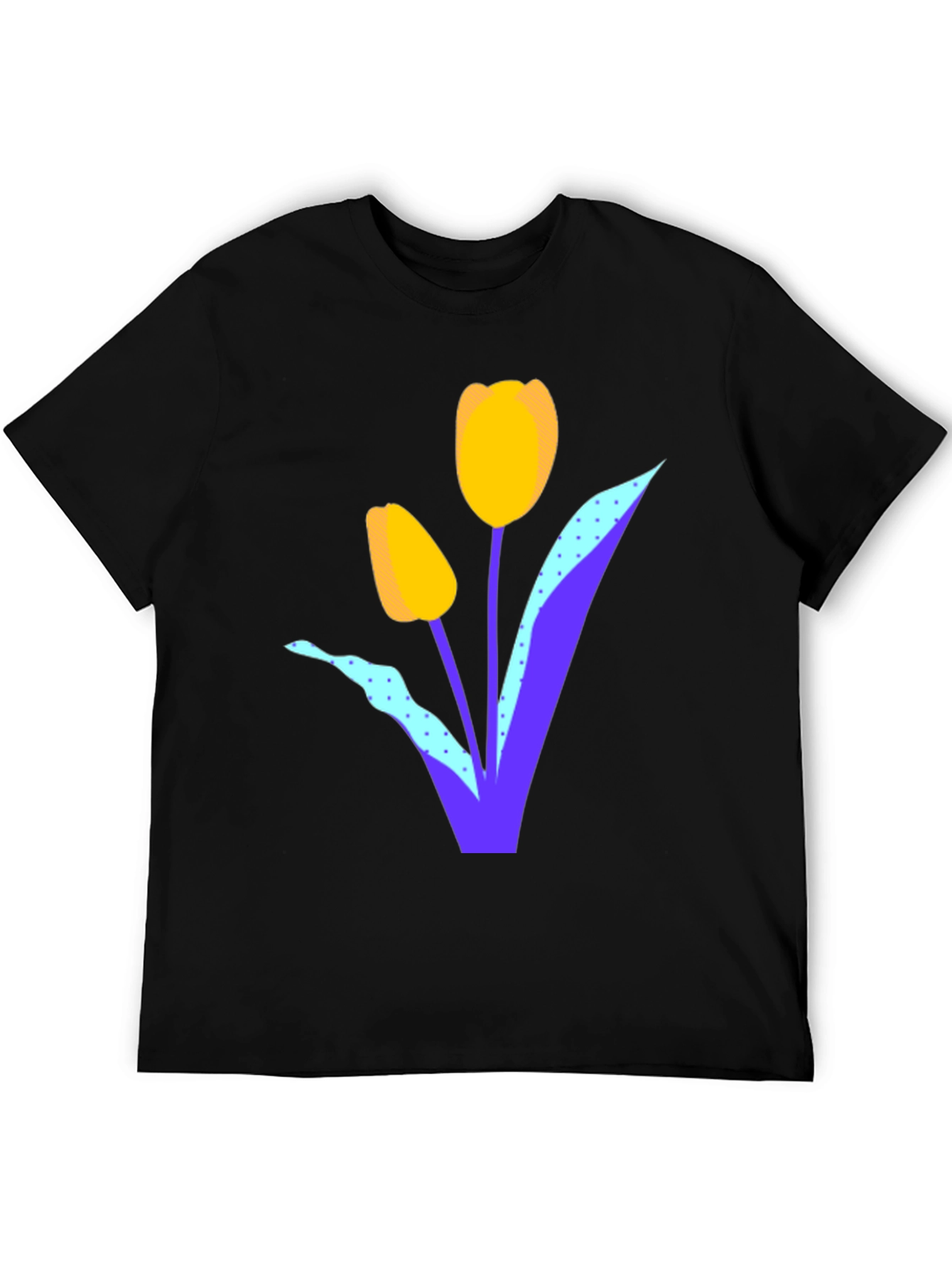 Mens Black Tulip Graphic T-Shirt