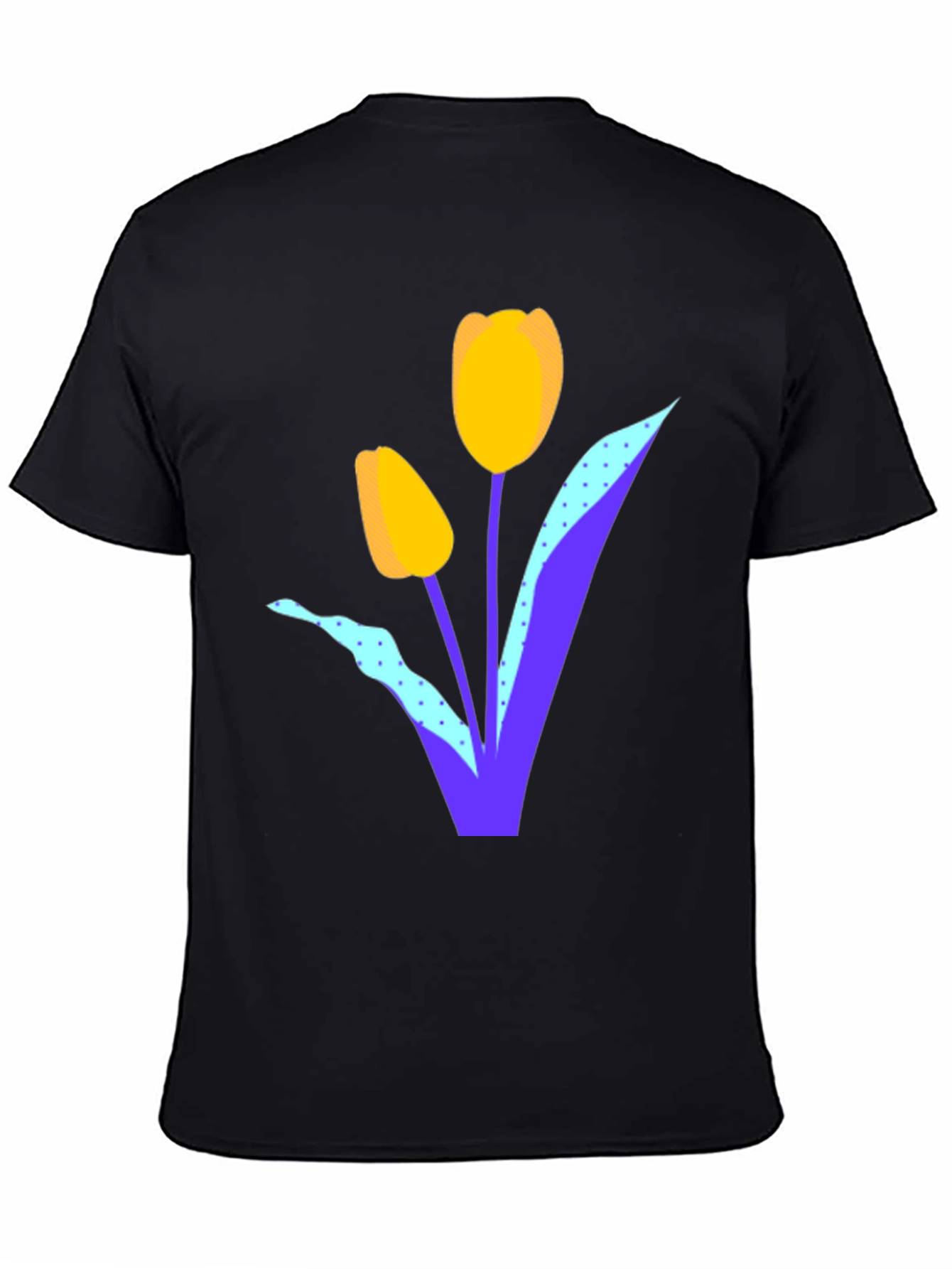 Mens Black Tulip Graphic T-Shirt