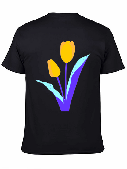 Mens Black Tulip Graphic T-Shirt