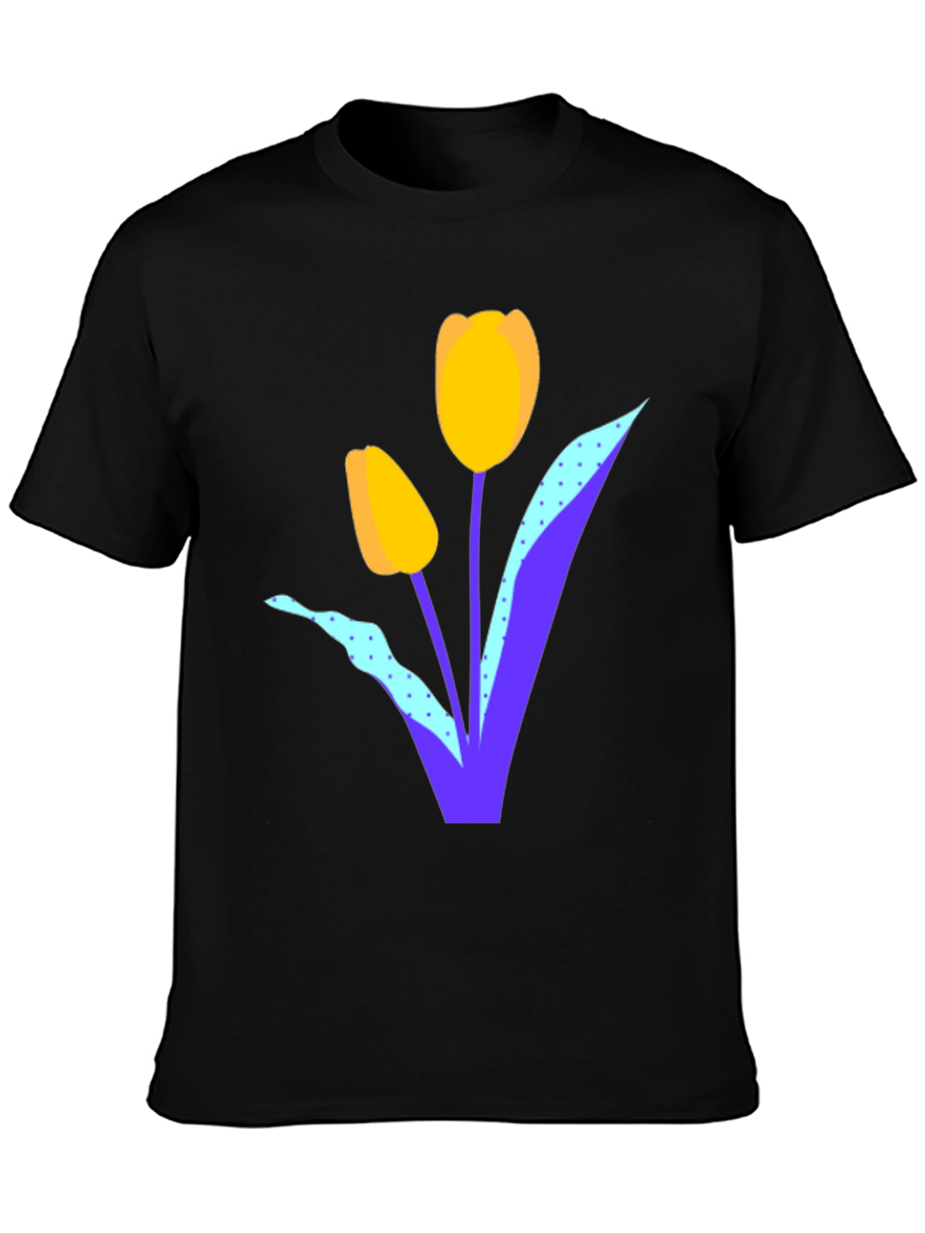 Mens Black Tulip Graphic T-Shirt