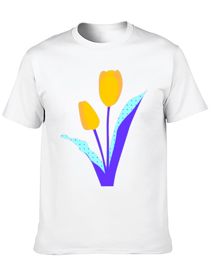 Mens Black Tulip Graphic T-Shirt