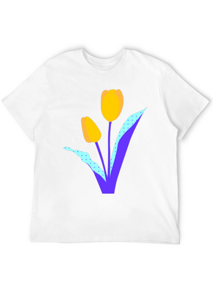 Mens Black Tulip Graphic T-Shirt