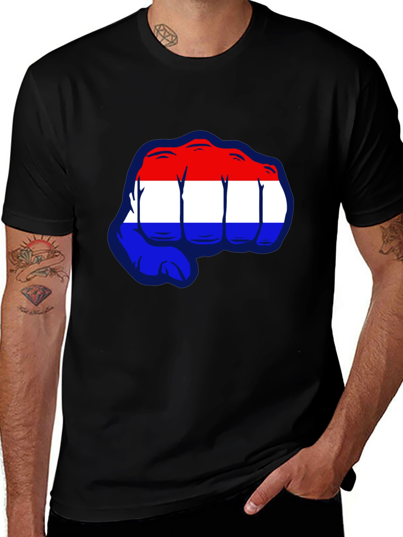 Netherlands Flag Fist Graphic T-Shirt