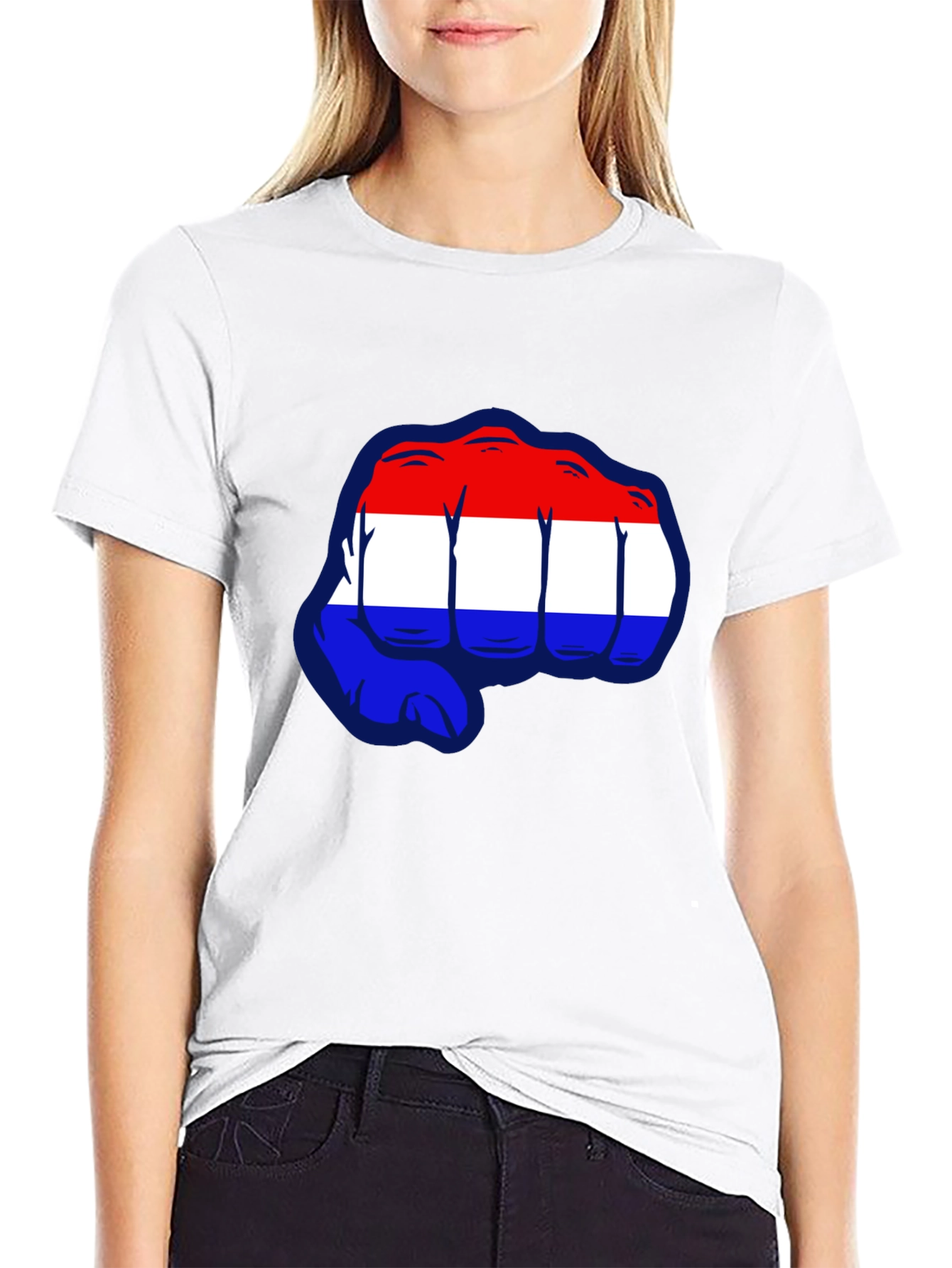 Netherlands Flag Fist Graphic T-Shirt