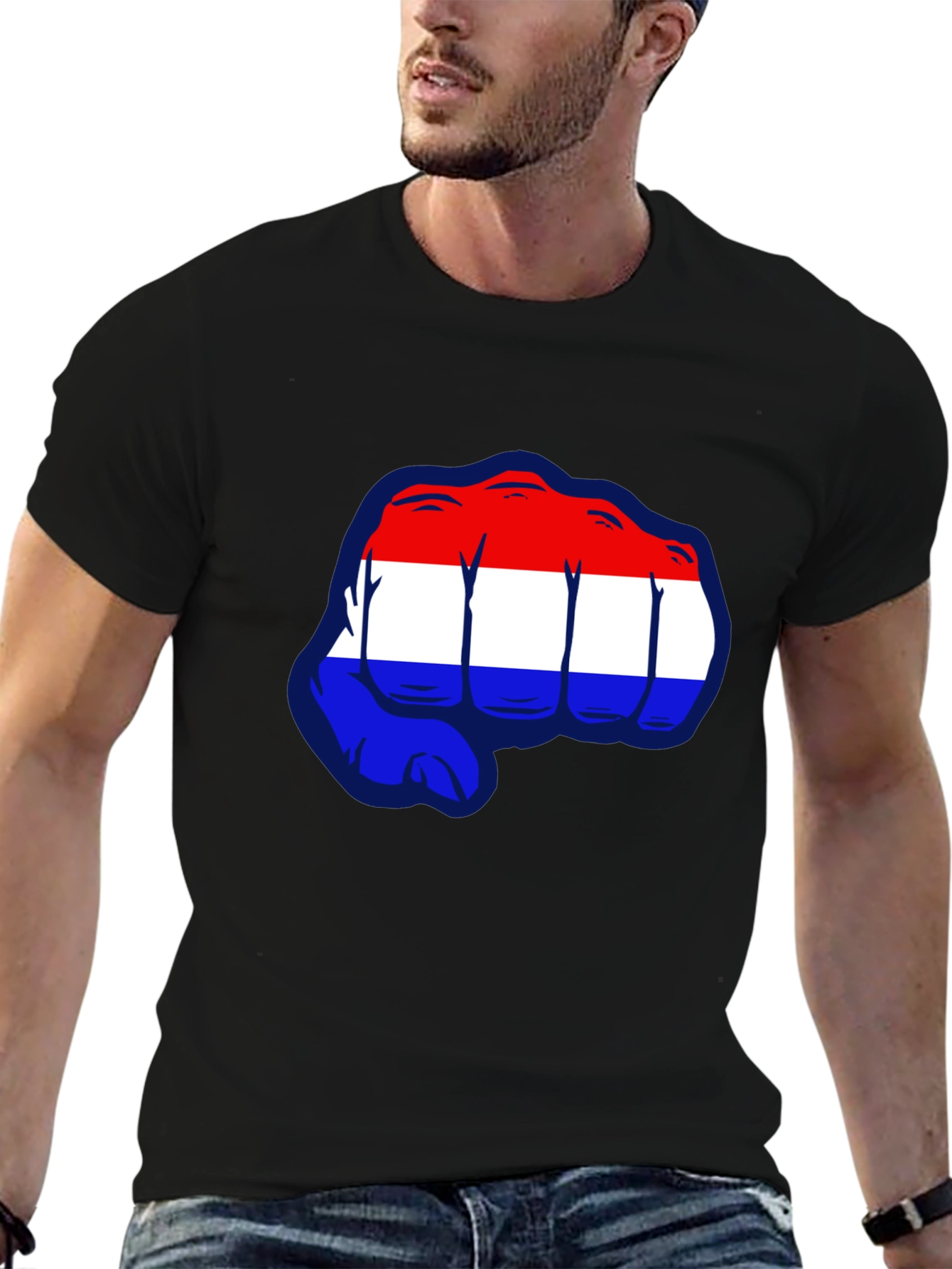 Netherlands Flag Fist Graphic T-Shirt