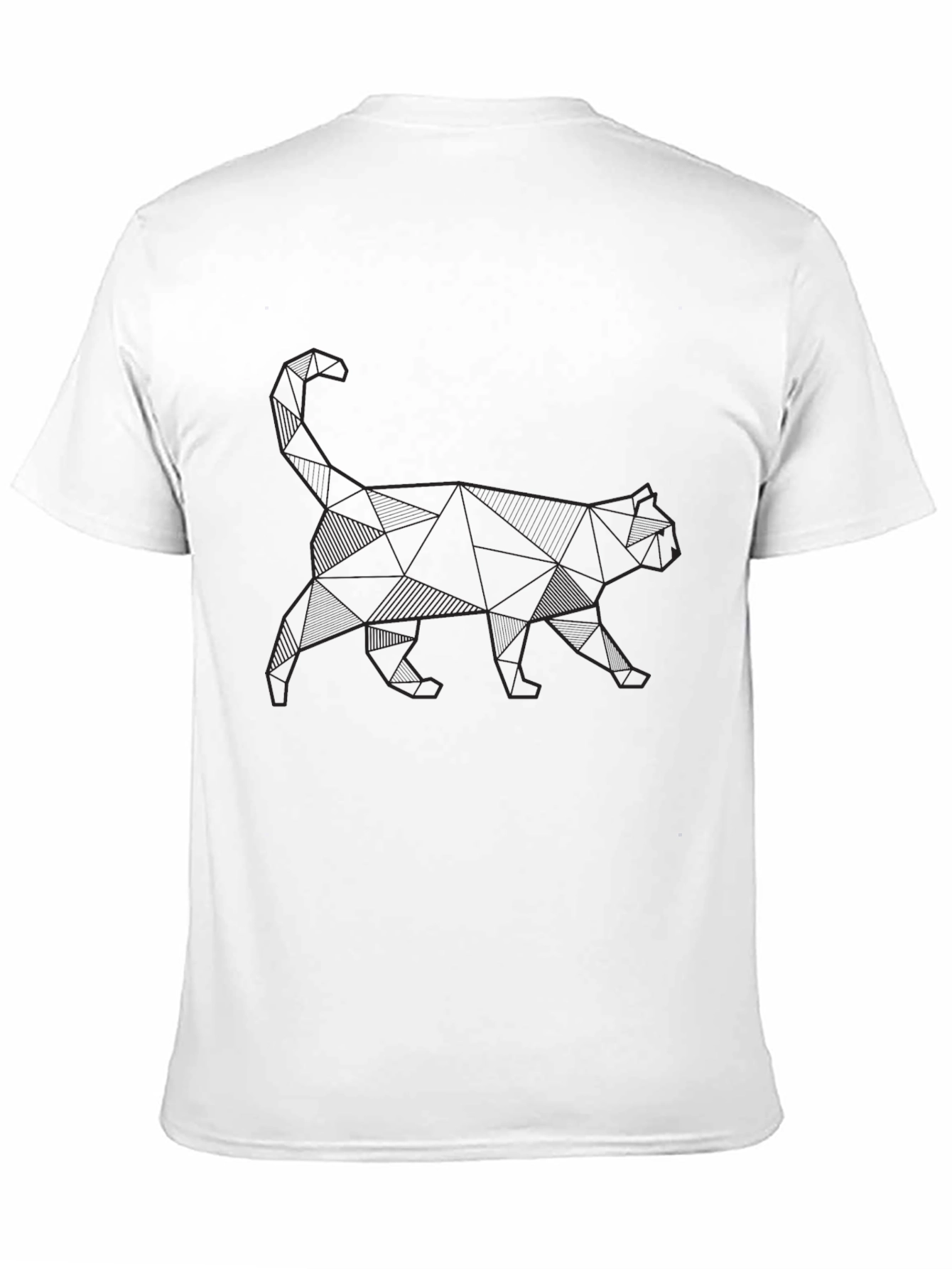 Geometric Cat Print Black T-Shirt