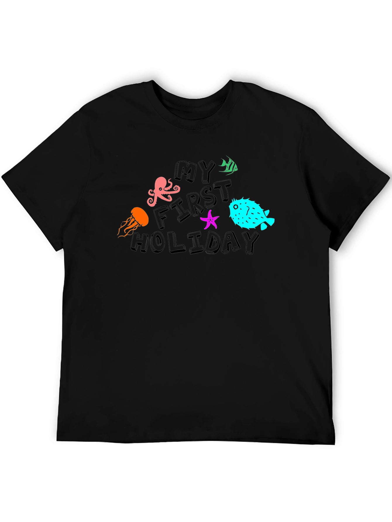 My First Holiday Ocean Life Black T-Shirt