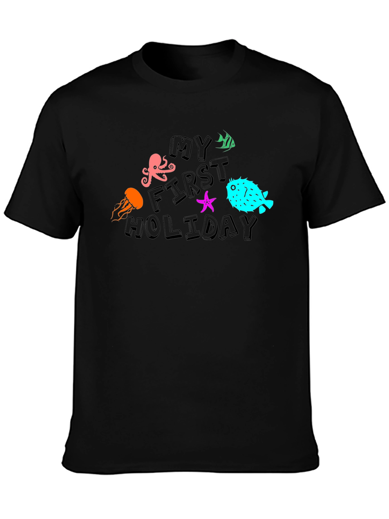 My First Holiday Ocean Life Black T-Shirt