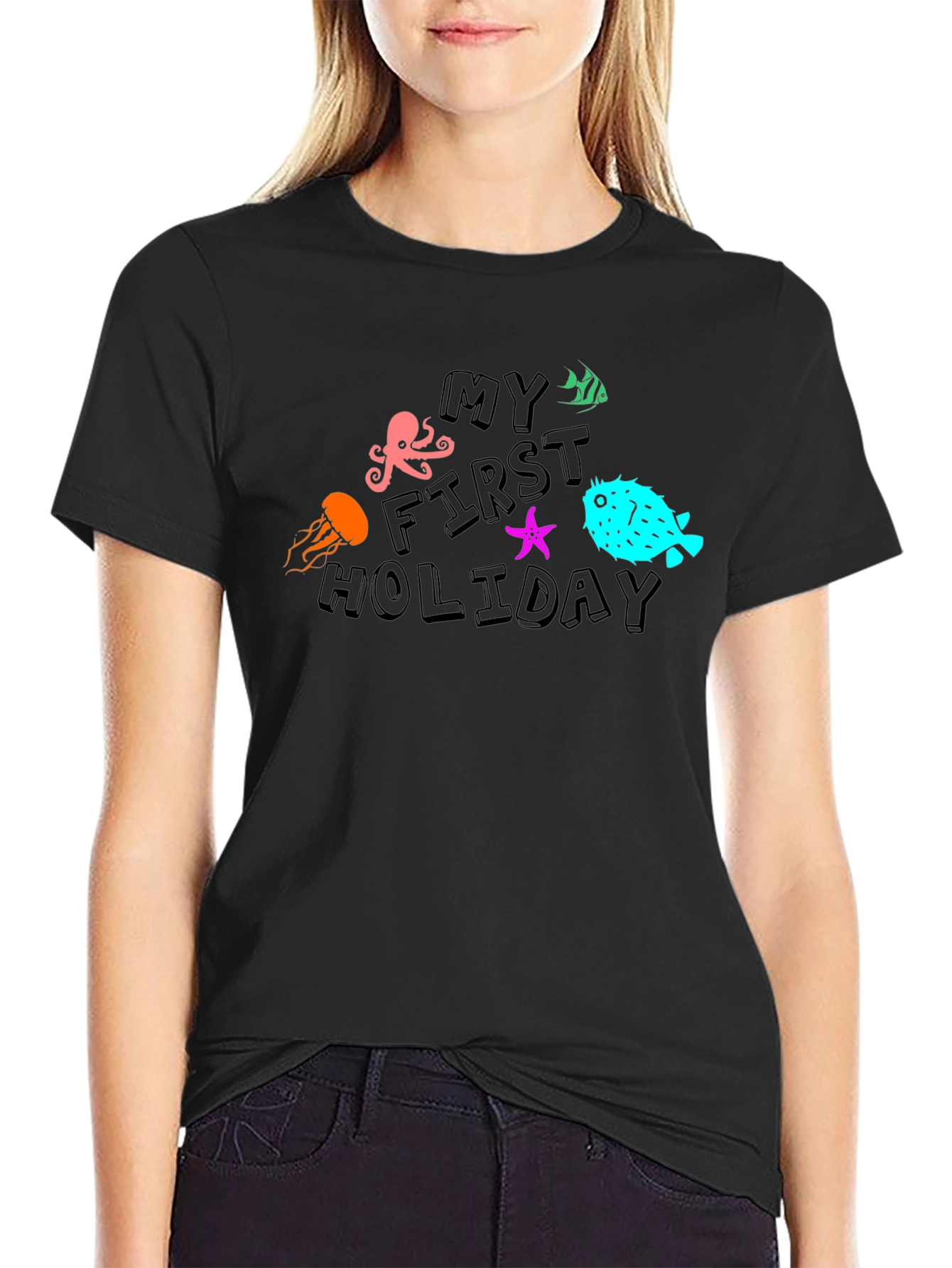 My First Holiday Ocean Life Black T-Shirt