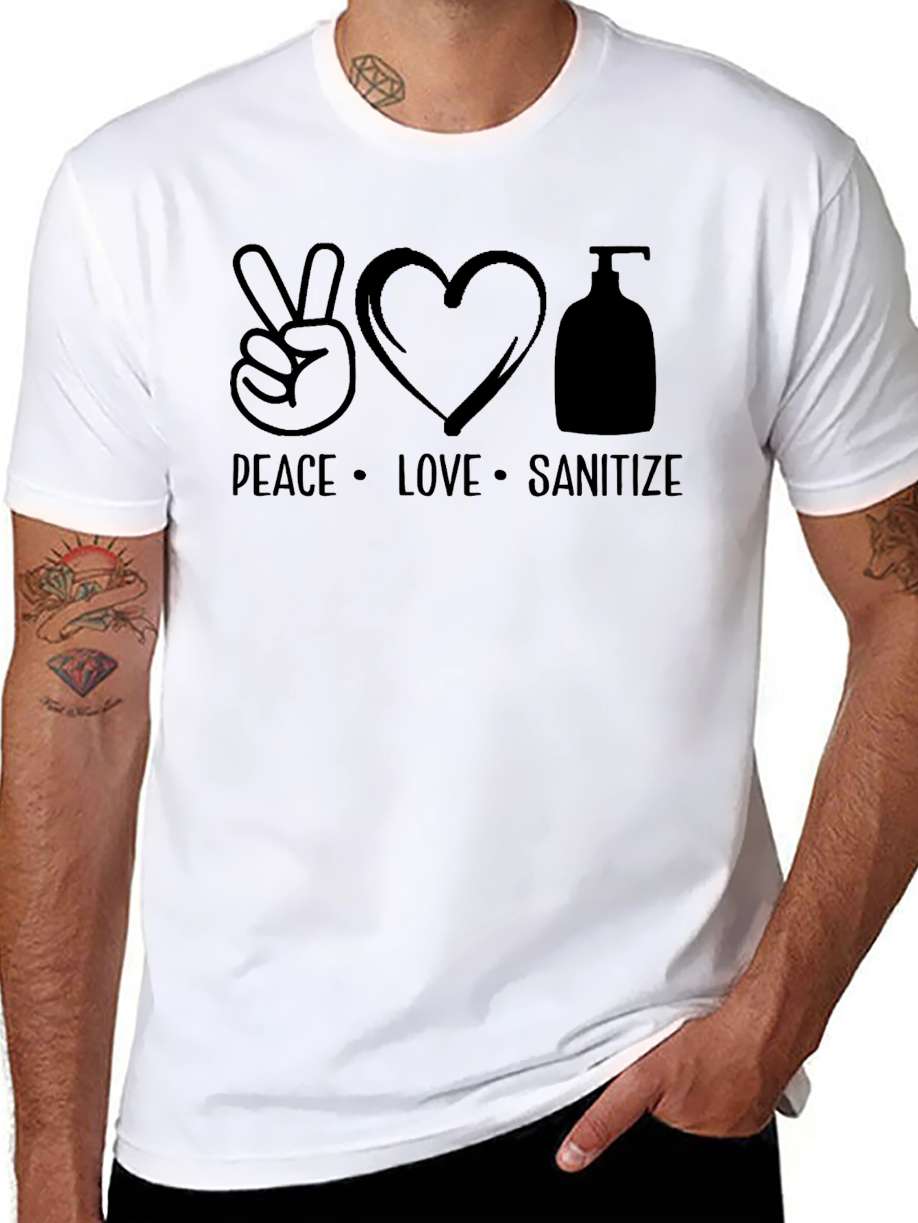 Peace Love Sanitize Black T-Shirt