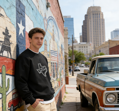 "Helt Texas" State Outline Graphic Crewneck