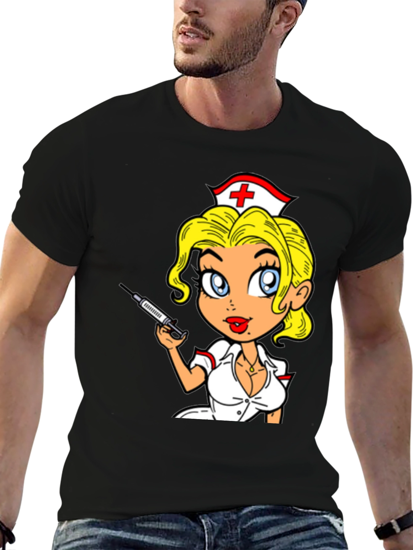 Nurse Cartoon Graphic T-Shirt