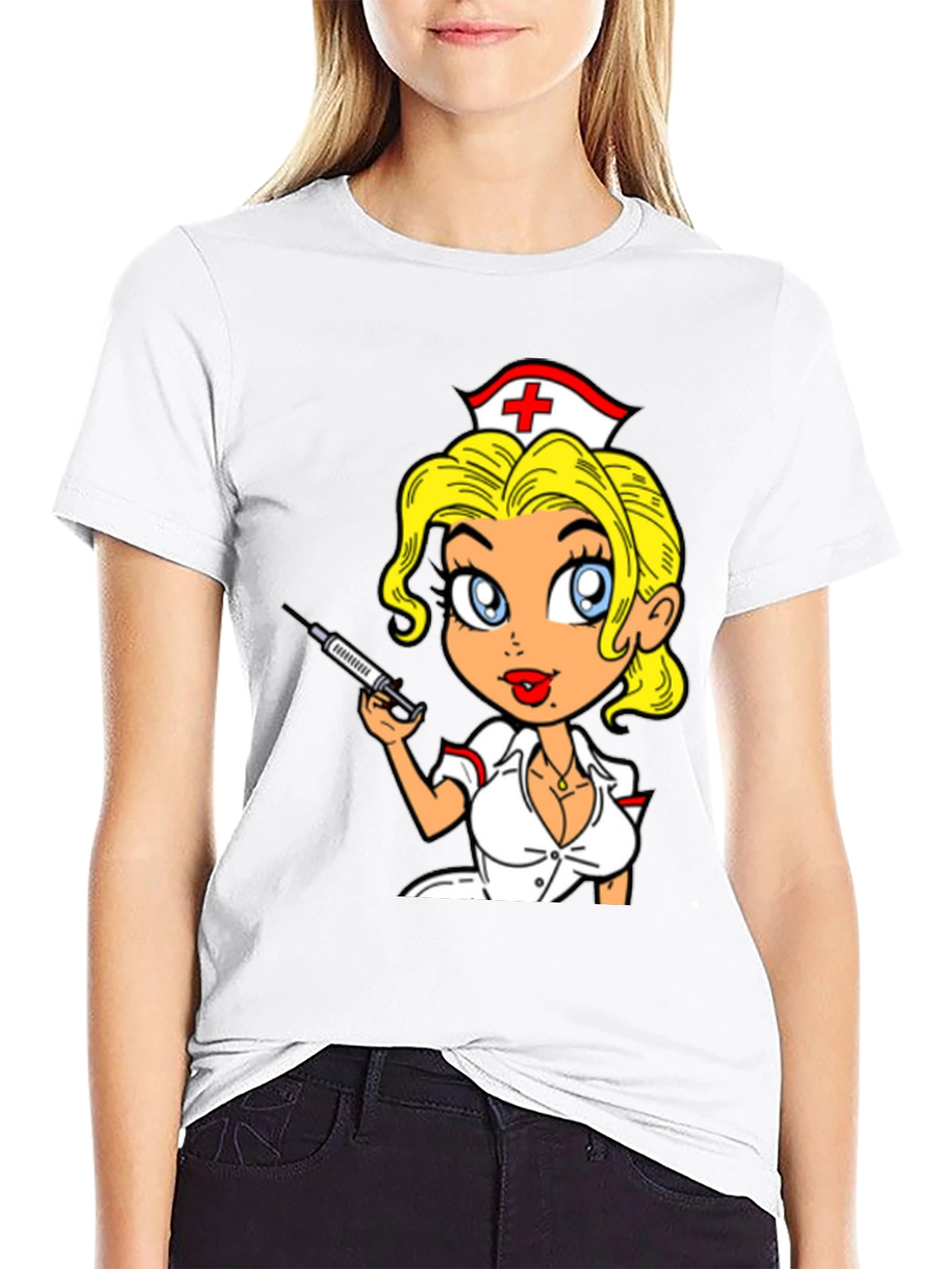 Nurse Cartoon Graphic T-Shirt