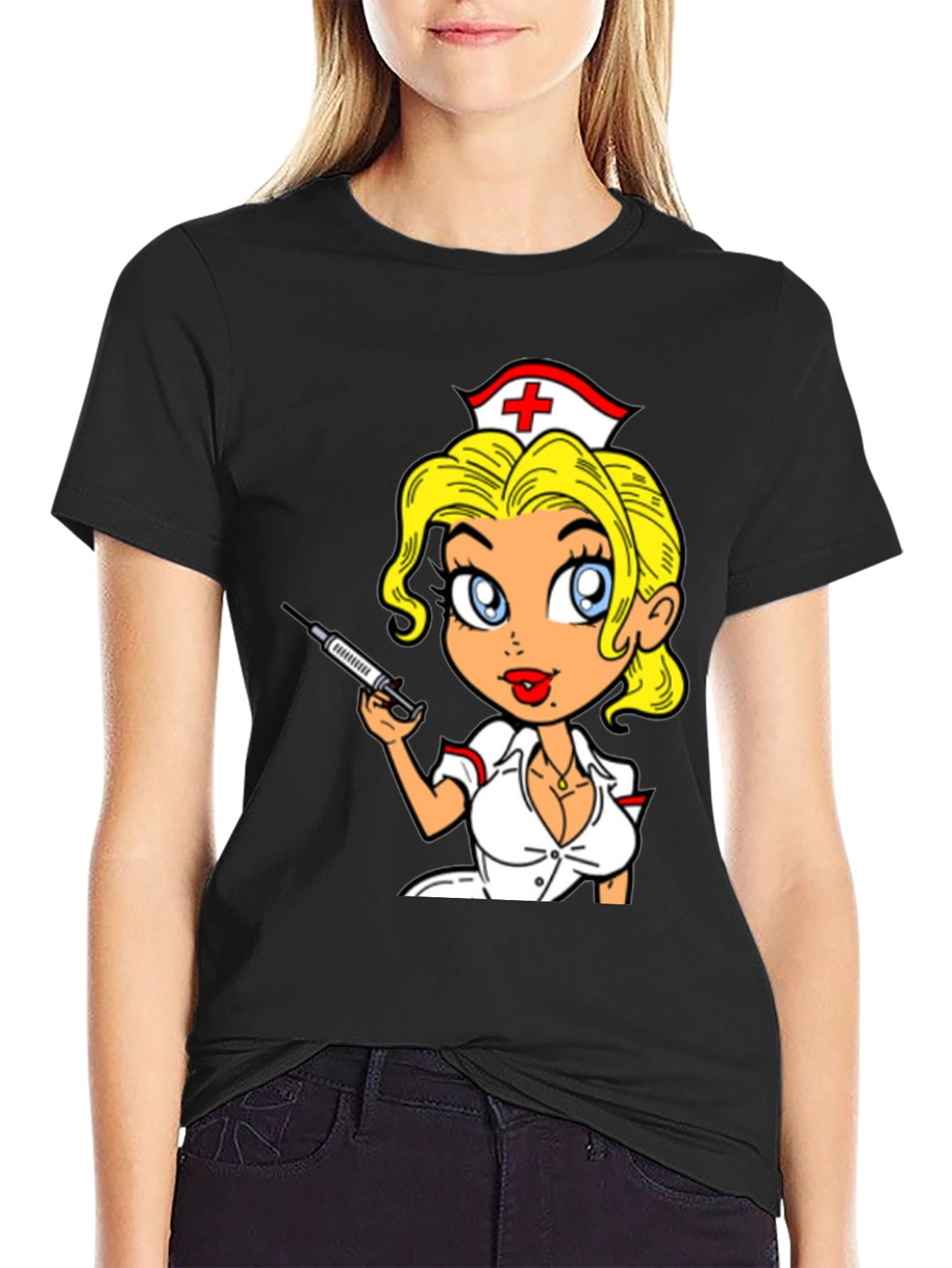 Nurse Cartoon Graphic T-Shirt