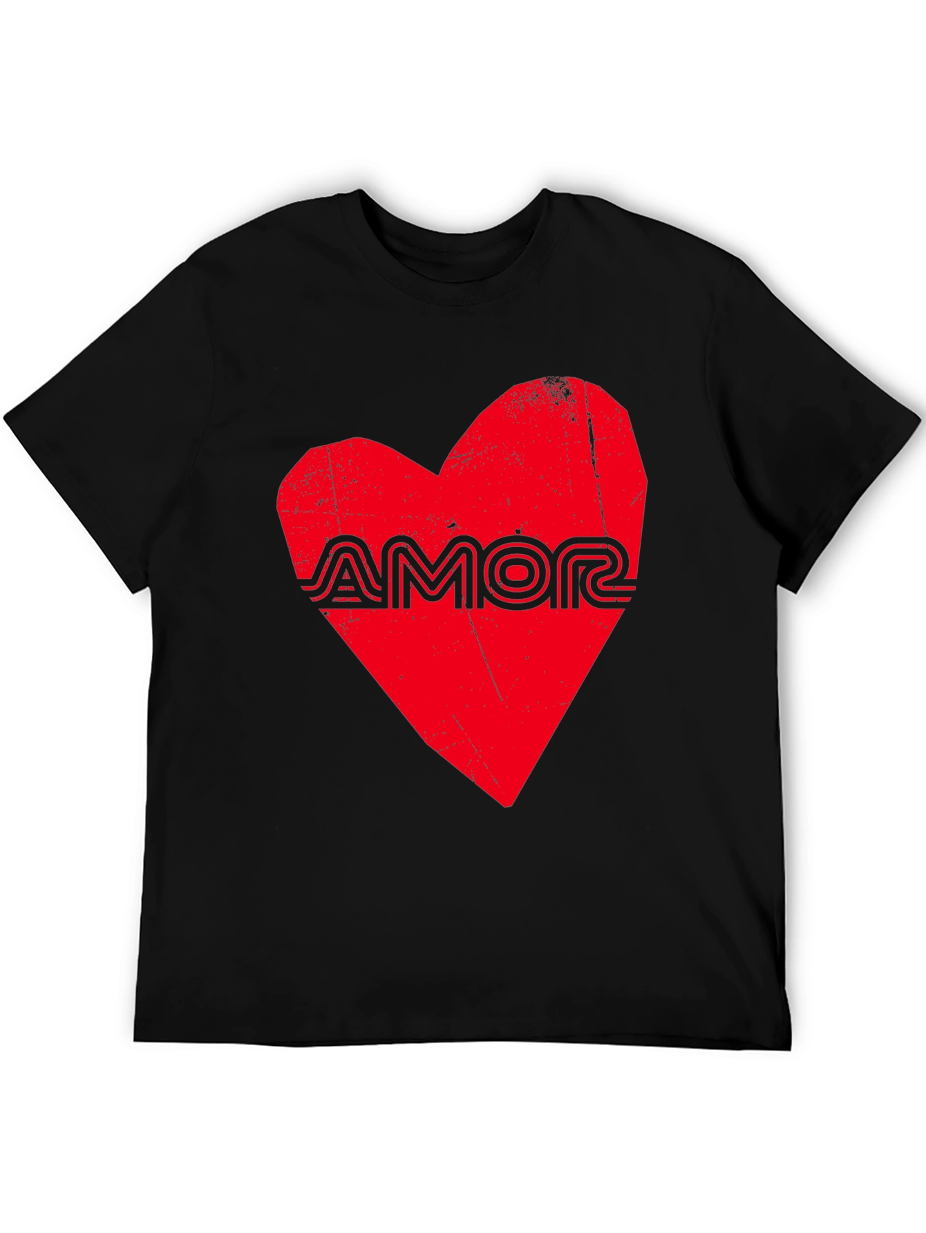 Amor Heart Graphic Black T-Shirt